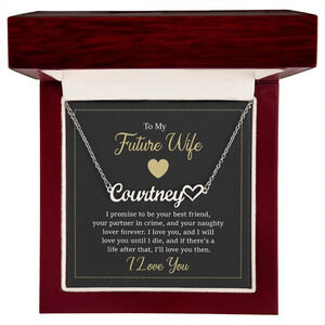 To My Future Wife I Promise Personalized Silver Tone Heart Name Necklace Custo